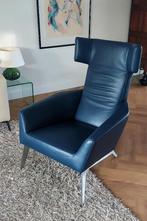 Leolux Elixir fauteuil - blauw - in nieuwstaat, Ophalen, Gebruikt, 75 tot 100 cm, Metaal
