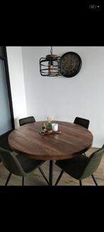 Eettafel + 4 stoelen, Huis en Inrichting, 100 tot 150 cm, 100 tot 150 cm, Rond, Zo goed als nieuw