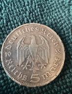 Zilveren 5 Reichsmark 1935 G – Paul von Hindenburg Duitsland, Postzegels en Munten, Munten | Europa | Niet-Euromunten, Ophalen of Verzenden