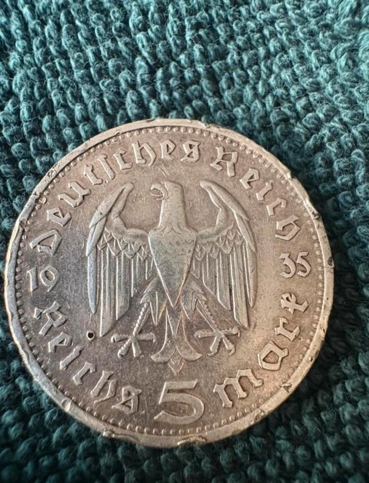 Zilveren 5 Reichsmark 1935 G – Paul von Hindenburg Duitsland, Postzegels en Munten, Munten | Europa | Niet-Euromunten, Duitsland