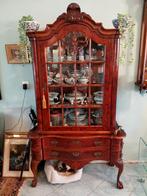 Antieke  mahonie vitrine kast met lades, Antiek en Kunst, Ophalen