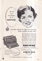 Retro reclame 1950 Siemag schrijfmachine typemachine, Verzamelen, Ophalen of Verzenden
