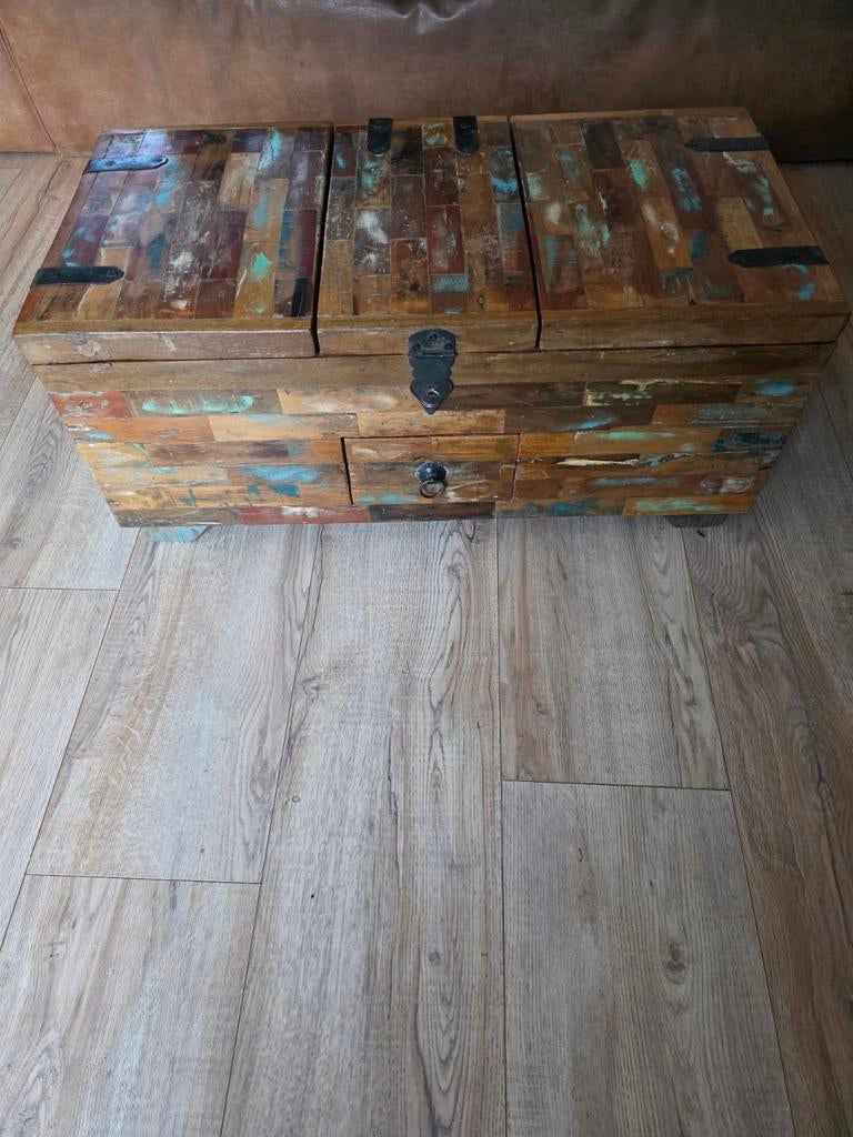 Zware houten kist met opbergruimte, Gebruikt, 50 tot 100 cm, 100 tot 125 cm, Minder dan 50 cm