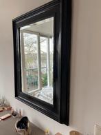 Antieke spiegel met zwarte houten lijst en geslepen glas, Huis en Inrichting, Woonaccessoires | Spiegels, Gebruikt, 100 tot 150 cm