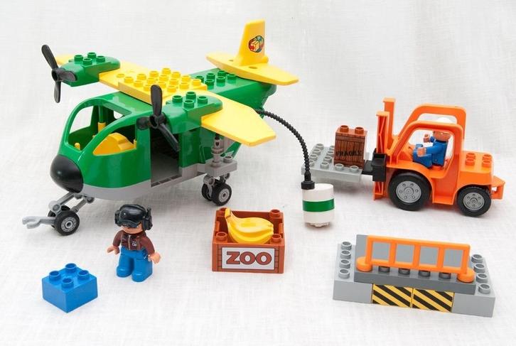 Duplo 5594 - groot vracht vliegtuig met Vorkheftruck, Kinderen en Baby's, Speelgoed | Duplo en Lego, Gebruikt, Duplo, Complete set