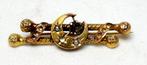 Broche juweel goud halve maan parels glas barette., Sieraden, Tassen en Uiterlijk, Antieke sieraden, Ophalen of Verzenden, Goud