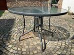 Glazen tafel voor buiten, Tuin en Terras, Tuintafels, Ophalen, Gebruikt, Rond, Aluminium