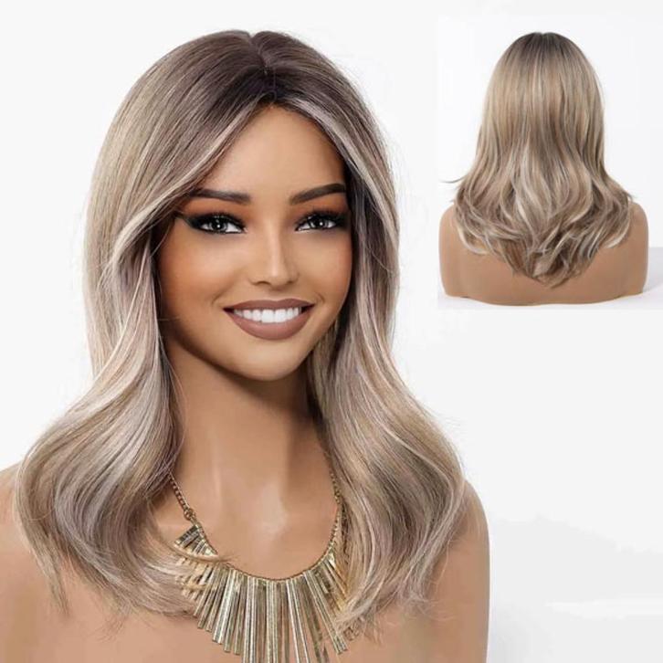 Pruik halflang haar blondmix in laagjes met pony, Sieraden, Tassen en Uiterlijk, Uiterlijk | Haarverzorging, Nieuw, Pruik of Haarverlenging