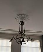Antieke bronzen kroonluchter, Huis en Inrichting, Lampen | Kroonluchters, Ophalen, Gebruikt, Glas, Antiek