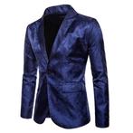 Heren blauw paisley colbert mannen blazer jasje bloemen, Verzenden, Nieuw, Blauw