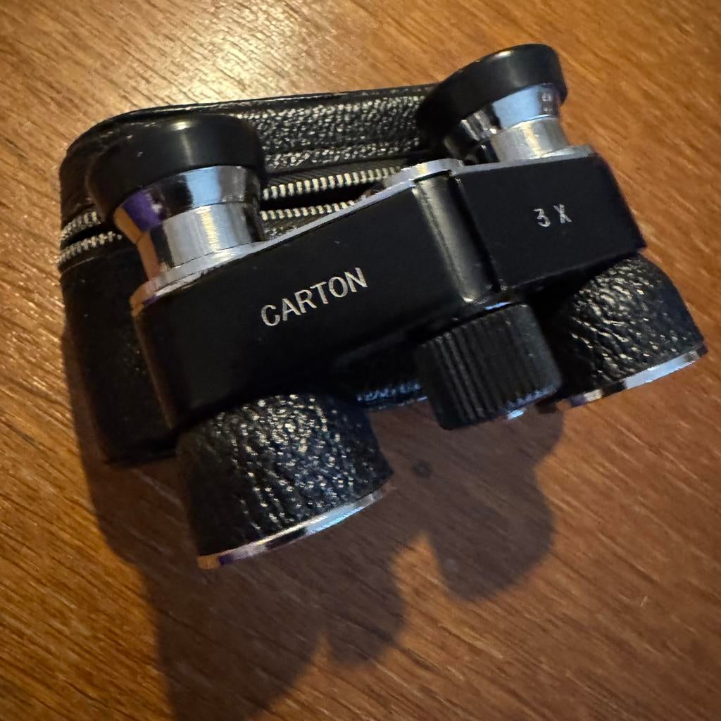 Vintage theaterkijker Carton 3 – met etui, Minder dan 8x, Overige typen, Ophalen of Verzenden, Zo goed als nieuw