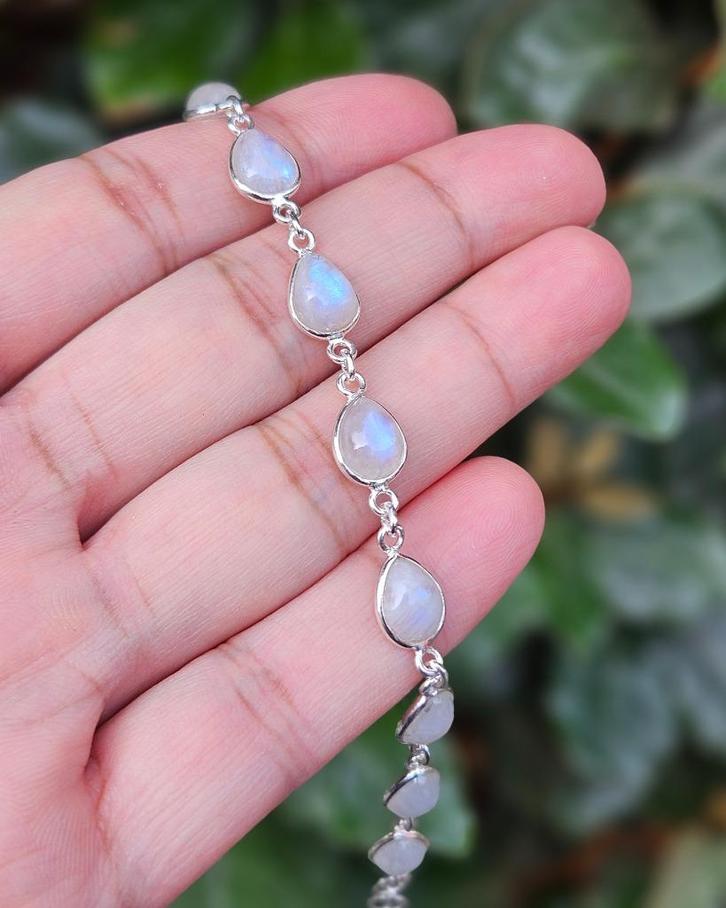 Maansteen Armband Lunare - Echt Zilver, Sieraden, Tassen en Uiterlijk, Armbanden, Nieuw, Zilver, Zilver, Met edelsteen, Verzenden