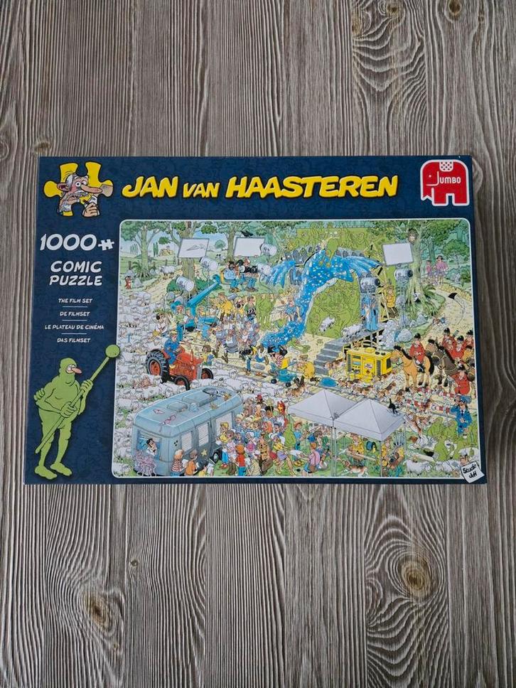 Jan van Haasteren - De Filmset - 1000 Stukjes, Hobby en Vrije tijd, Denksport en Puzzels, Zo goed als nieuw, Legpuzzel, 500 t/m 1500 stukjes