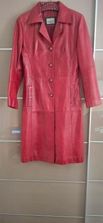 Vintage lange, rode, getailleerde, leren jas van Boncetti, Kleding | Dames, Jassen | Zomer, Ophalen of Verzenden, Gedragen, Rood