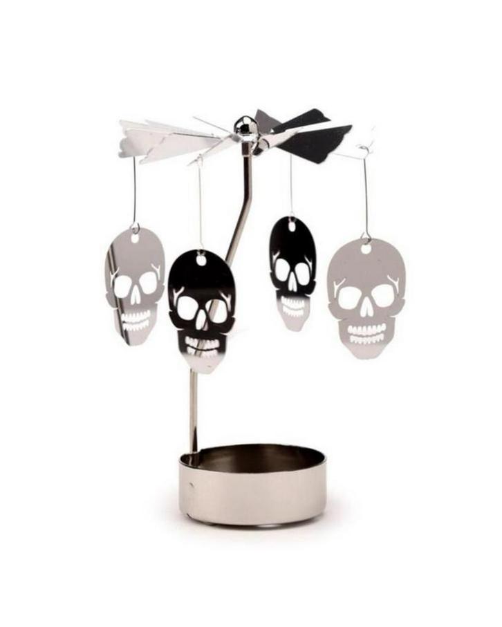 Schedel Draaiende Waxinelichthouder Carrousel, Huis en Inrichting, Woonaccessoires | Kandelaars en Kaarsen, Nieuw, Kandelaar, Minder dan 25 cm