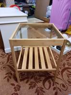 Houten tafeltje met glasplaat, Ophalen, Rechthoekig, Minder dan 55 cm, Minder dan 45 cm