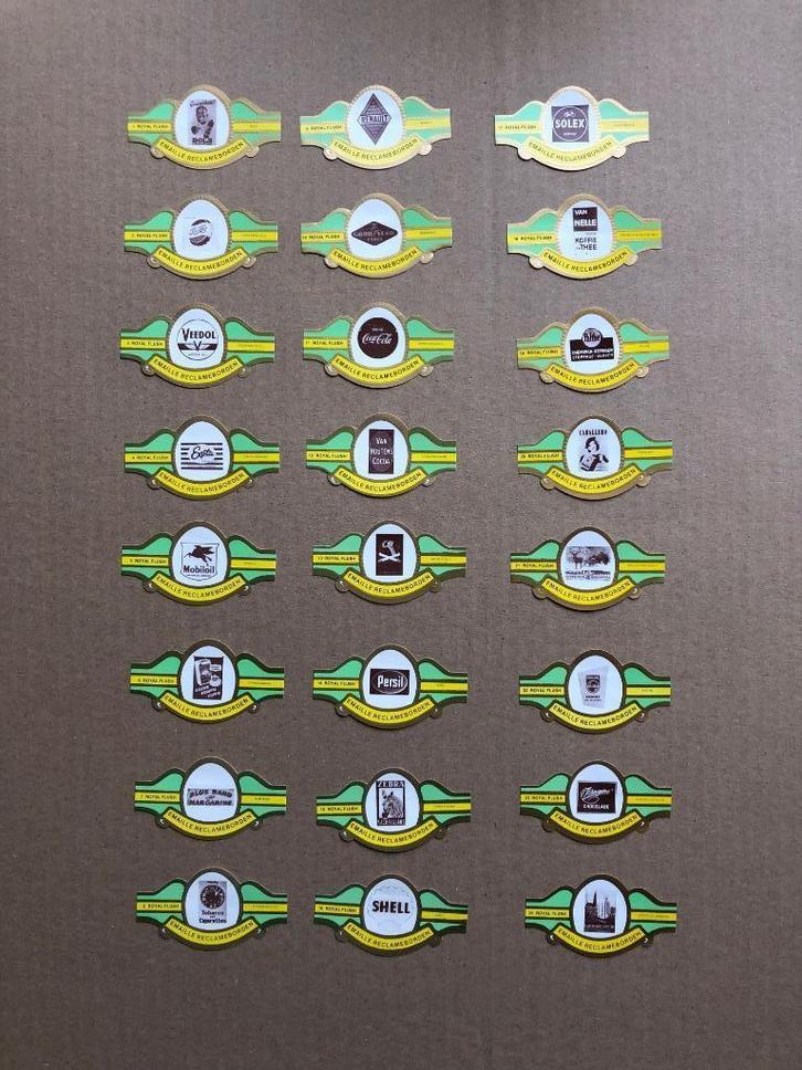 24 emaille reclameborden sigarenbandjes. In perfecte staat., Verzamelen, Merken en Reclamevoorwerpen, Gebruikt, Reclamebord, Ophalen of Verzenden
