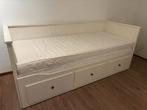 IKEA Hemnes bed incl. 2 Matrassen, Ophalen, Eenpersoons, Wit, 80 cm