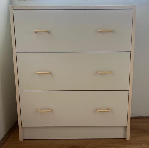 Witte Ladekast (3 lades) (62 cm breed), Huis en Inrichting, Kasten | Ladekasten, Gebruikt, Minder dan 100 cm, 50 tot 100 cm, 25 tot 50 cm