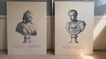 Romeinse borstbeeld prenten set 80x110 schilderij canvas beschikbaar voor biedingen