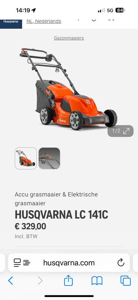 Husqvarna LC 141C elctrische grasmaaier ZGAN, Tuin en Terras, Grasmaaiers, Zo goed als nieuw, Elektrische grasmaaier, 40 t/m 49 cm