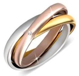 Tricolore ring met kristal maat 52/16,5mm/Size 6 NIEUW, Sieraden, Tassen en Uiterlijk, Ringen, Nieuw, Dame, Kleiner dan 17, Goud