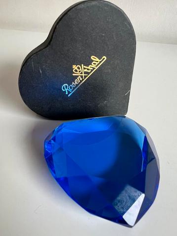 Vintage Rosenthal Hart Facet Geslepen Paperweight Blauw beschikbaar voor biedingen