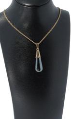 Hematiet fraai 14k gouden design ketting hanger dame vintage, Ophalen of Verzenden, Goud, Hanger, Met edelsteen
