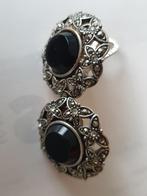 Monet clip oorbellen met marqasiet en onyx, Sieraden, Tassen en Uiterlijk, Antieke sieraden, Ophalen of Verzenden, Overige materialen