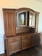 Donker Eiken Vitrinekast met Glas, Huis en Inrichting, Ophalen, Gebruikt, Eikenhout, 150 tot 200 cm