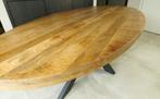 Eettafel ovaal mangohout naturel of zwart 160 t/m 240cm, Ophalen, 50 tot 100 cm, Vijf personen of meer, Metaal