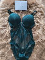 Transparante body met grote cup, Verzenden, Zwart, Body of Korset