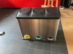 Vuilnisbak 3 vakken, Ophalen, Kunststof, Met pedaal, 40 liter of meer