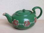 Groene geëmailleerde theepot met bloemmotief, Antiek en Kunst, Antiek | Emaille, Ophalen of Verzenden
