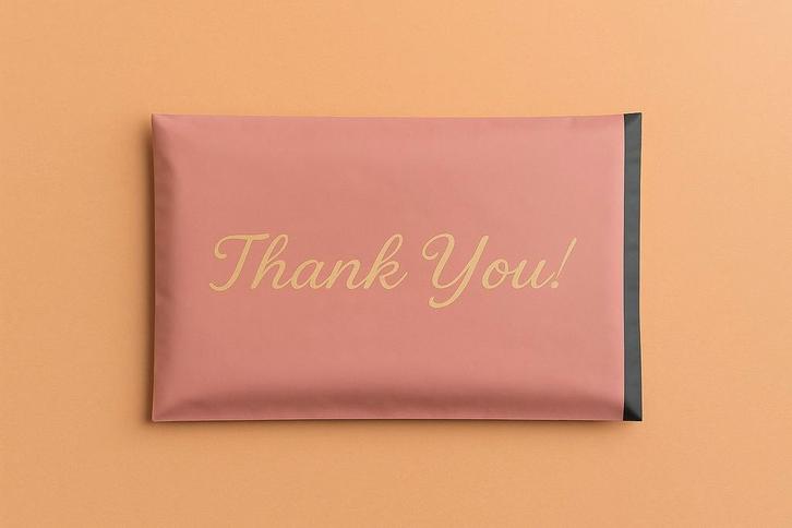 Verzendzakken roze met gouden Thank You! – 23,5 x 13 cm, Diversen, Cadeaupapier, Zo goed als nieuw, Ophalen of Verzenden