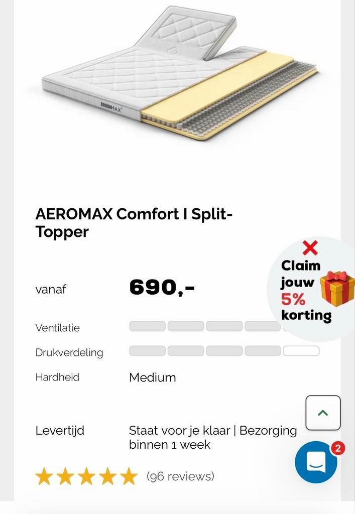 Swiss Sense Aerimax Comfort I Split Topper (180x200), Huis en Inrichting, Slaapkamer | Matrassen en Bedbodems, Nieuw, Matras, 180 cm