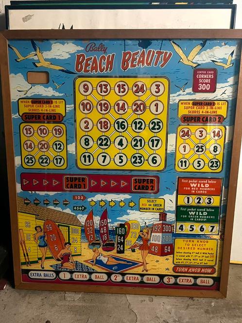 Bally Beach Beauty glasplaat in mooi lijst, Verzamelen, Automaten | Gokkasten en Fruitautomaten, Zo goed als nieuw, Ophalen of Verzenden