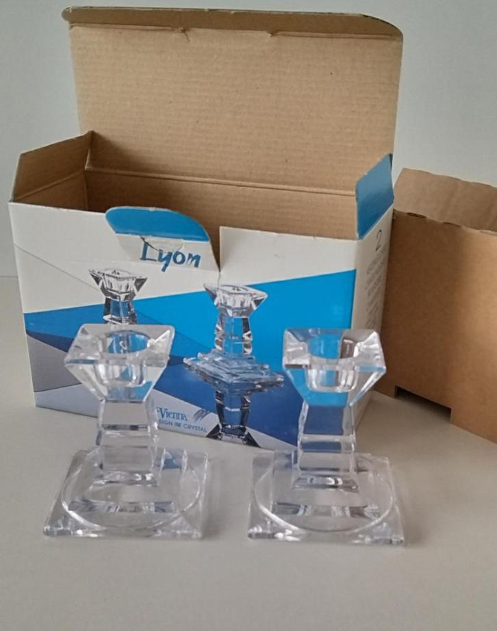 2x kristal kandelaars, Huis en Inrichting, Woonaccessoires | Kandelaars en Kaarsen, Nieuw, Kandelaar, Minder dan 25 cm, Overige materialen
