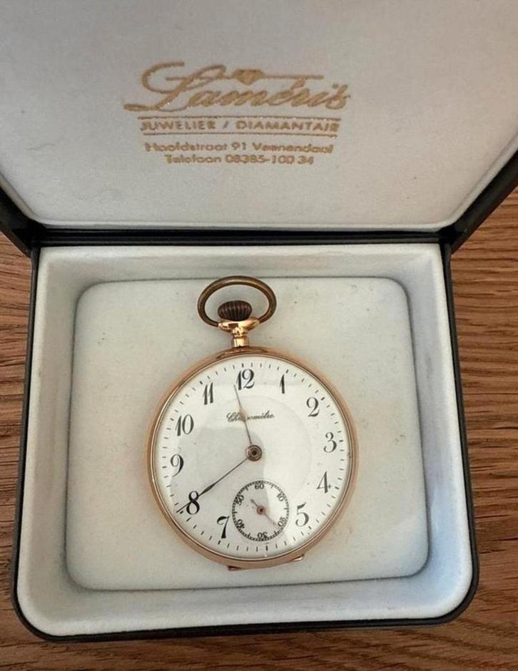 Gouden Zakhorloge Chronometre Remontoir Ancre 15 Rubis, Antiek en Kunst, Antiek | Klokken, Ophalen