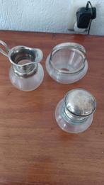 glazen potje en schenkkan, Ophalen of Verzenden, Zilver