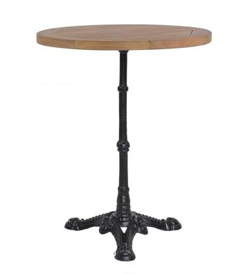 Teakhouten terras bistrotafel rond 60 cm gietijzeren voet beschikbaar voor biedingen