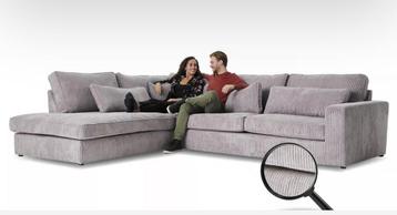 Super rib grijs mooi bankstel met recht lang beenstuk zgan beschikbaar voor biedingen