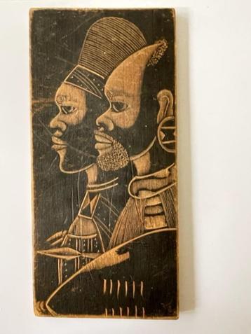 Vintage houtsnijwerk afrika. Twee portretten mannen. beschikbaar voor biedingen