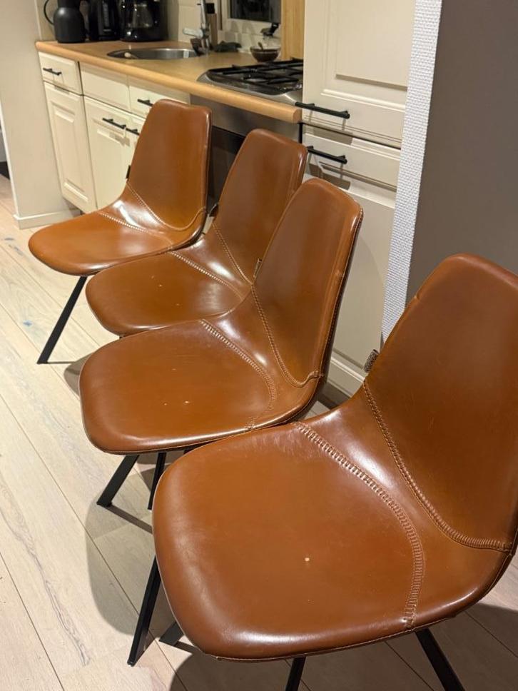 Dutchbone eetkamerstoel franky, Huis en Inrichting, Stoelen, Gebruikt, Vier, Bruin, Ophalen
