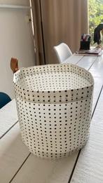Ikea witte stippen mand met leren ophanglus, Huis en Inrichting, Overige materialen, Mand, Verzenden, Rond