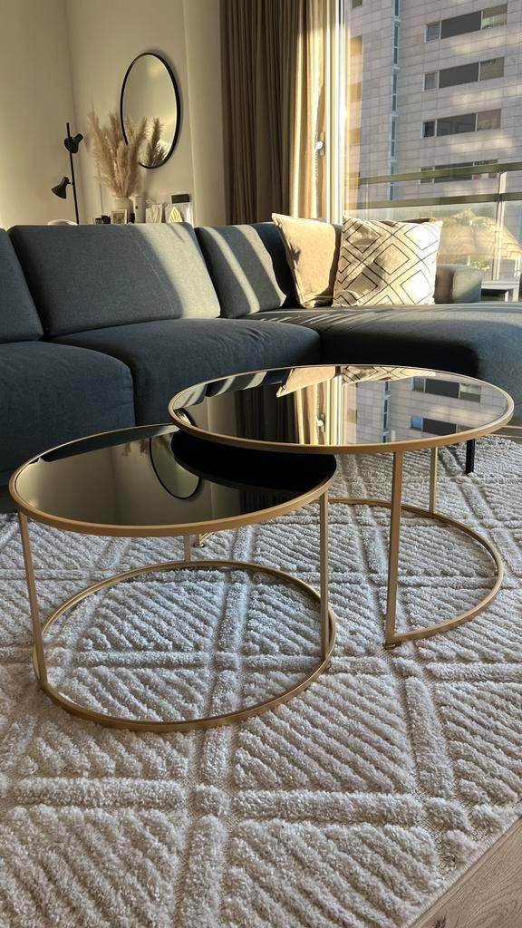 Salontafelset Valentina Goossens Wonen – Zwart met Goud, Huis en Inrichting, Tafels | Salontafels, Zo goed als nieuw, Minder dan 50 cm