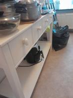 Opknapper : wit gelakte sidetable, Huis en Inrichting, Tafels | Sidetables, Ophalen, Gebruikt, Rechthoekig