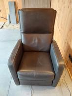 Bruin leren relax fauteuil, Ophalen, Gebruikt, 75 tot 100 cm, 50 tot 75 cm