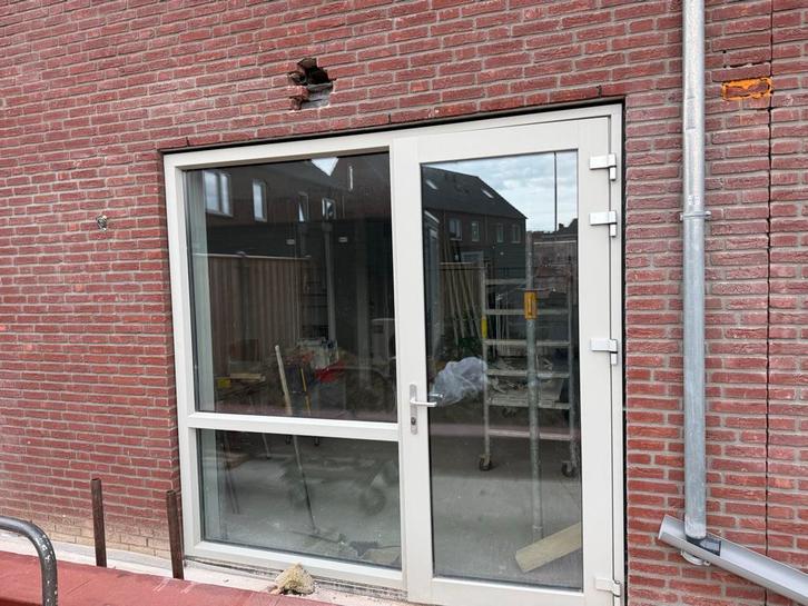 Tuindeur met vast raam - Dribbelglas, Doe-het-zelf en Verbouw, Deuren en Horren, Zo goed als nieuw, Buitendeur, 215 cm of meer