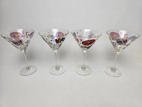 # 4 Pokertini Cocktail Martini Glazen, Verzamelen, Glas en Borrelglaasjes, Zo goed als nieuw, Overige typen, Ophalen of Verzenden